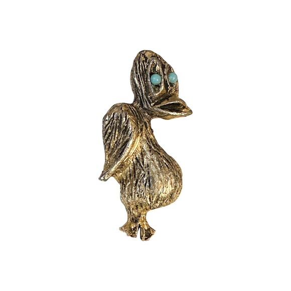 Vintage 1970s "Ugly Chic" Textured Gold Trio Duck Brooch - Picture 2 of 6